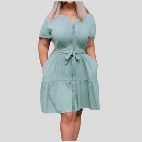 Ditsy Drop Waist flare Dress with waist belt- NWOT- Size small - Picture 3 of 16